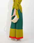 Full pleated Long sleeves top and trousers in Green