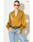 Silky saint feeling Long Sleeves shirt in Gold