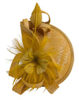 Fascinator With Feather & Sculptural Loop Detail In Gold