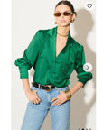 Silky saint feeling Long Sleeves shirt in Green