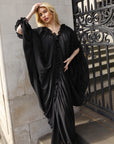 Black Ruffle-Trim Draped Resort Dress