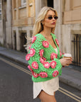 Hand Knit Statement Crochet Flower Cardigan