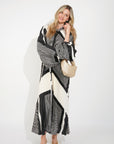 Black and White Scarf print Full pleated long Shirt dress