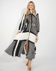 Black and White Scarf print Full pleated long Shirt dress