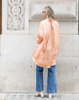 Oversized long shirt dress in textured jacquard design fabric in orange