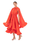 Ruffle Hem and Sleeves Oversized dress in Orange