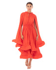 Ruffle Hem and Sleeves Oversized dress in Orange