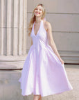 Sabrina gingham check print linen blend midi dress in pink