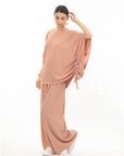 Cotton blend comfort stretch-jersey Lace up top and Relaxed-fit trousers in Pink