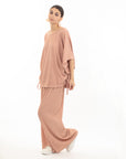 Cotton blend comfort stretch-jersey Lace up top and Relaxed-fit trousers in Pink