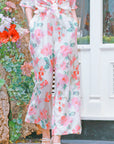 Multi floral print cotton blend short sleeves and trousers co-ords suits in pink