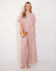 Oversized comfort stretch-jersey top and Relaxed-fit trousers in Pink