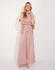 Oversized comfort stretch-jersey top and Relaxed-fit trousers in Pink