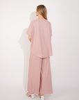 Oversized comfort stretch-jersey top and Relaxed-fit trousers in Pink