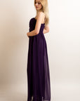 Pleated Bust & Sweetheart Neckline Maxi Dress (Purple)