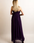 Pleated Bust & Sweetheart Neckline Maxi Dress (Purple)