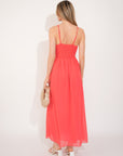 Strappy Chiffon Maxi Dress with Sequin waist detail and scarf (ROSE)