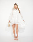 Ruffle Tie-Neck oversized midi Dress in White