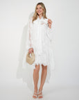 Floral Lace long blouseon sleeves design dress in white