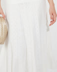 Pearl Bead Pointelle knit bodycon midi dress in White