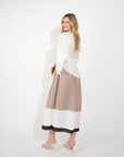 Full pleated Long sleeves top and trousers in white