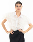 Multi Ruffle Layer design Blouse in White color