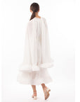 Ruffle Hem and Sleeves Oversized dress in White