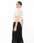 Multi Ruffle Layer design Blouse in White color