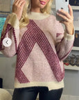 Pink metallic effect stripe design jumper