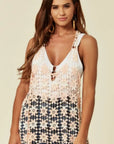 Floral Pattern Red Crochet Vest Top