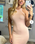 Cotton blend PETITE Bodycon Dress (PEACH)