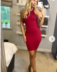 Cotton blend PETITE Bodycon Dress (RED)