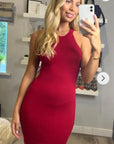 Cotton blend PETITE Bodycon Dress (RED)