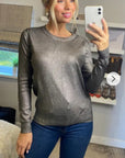 Sliver color Metallic Print jumper