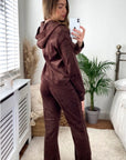 Velour Tracksuits With Hoody (Brown Color)