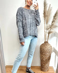 Cable knit velvet fabric soft knitted jumper