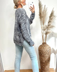 Cable knit velvet fabric soft knitted jumper