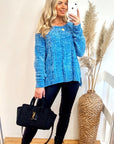 Cable knit velvet fabric knitted jumper
