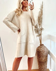 Wool blend knitted ribbed dress