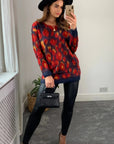 Multi color leopard print knitted jumper