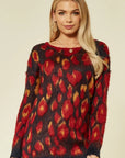Multi color leopard print knitted jumper