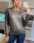 Sliver color Metallic Print jumper