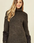 Fur sleeves Roll Neck Jumper