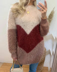 Oversized super soft colour block jumper in beige