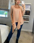 Stripe Print Waterfall Draped Jumper