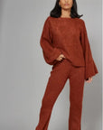 Knitted Loungewear Set In Brown | Jumper and Trousers