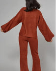 Knitted Loungewear Set In Brown | Jumper and Trousers