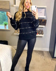Pearl embellished soft knit jumper in black