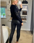 Sequin embellished with stars design knit jumper in black