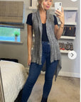 Sleeveless Wool Knitted long Cardigan(Grey)